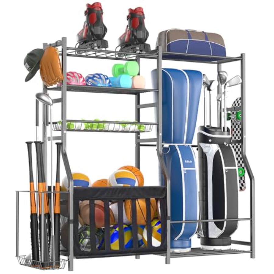 Sports Equipment Storage - Heavy Duty Garage Sports Equipment Organizer,